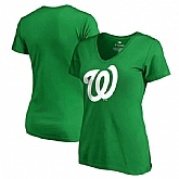 Women Washington Nationals Fanatics Branded Kelly Green Plus Size St. Patrick's Day White Logo V Neck T-Shirt,baseball caps,new era cap wholesale,wholesale hats